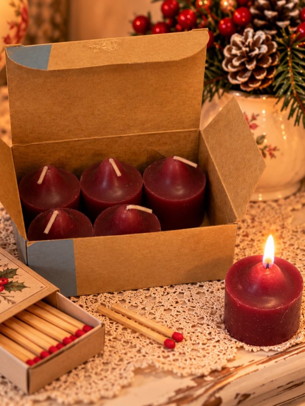 Vintage PartyLite Mulberry Votive Candles Set of 6 Original Box V0629